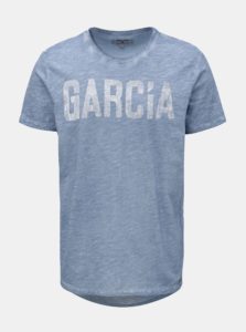 Modré melírované pánske tričko s potlačou Garcia Jeans