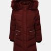 Vínový dievčenský zimný kabát s umelým kožúškom Name it Mela