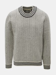 Sivo-krémový vlnený vzorovaný sveter SUIT Nordic