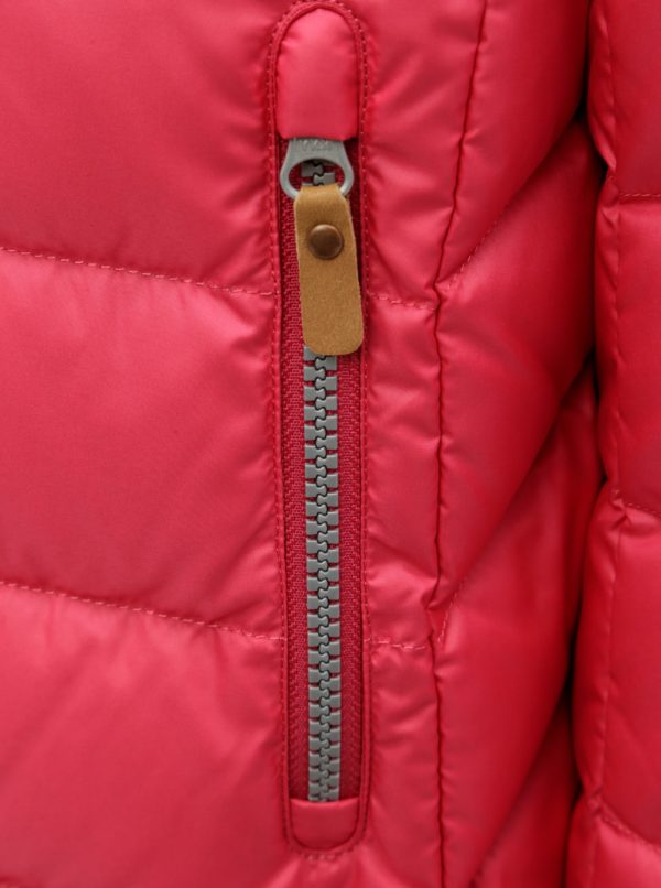 Ružová neónová dievčenská funčkná páperová vesta/bunda s odnímateľnými rukávmi a kapucňou na patentky Reima Martii