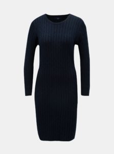 Tmavomodré svetrové šaty s dlhým rukávom GANT