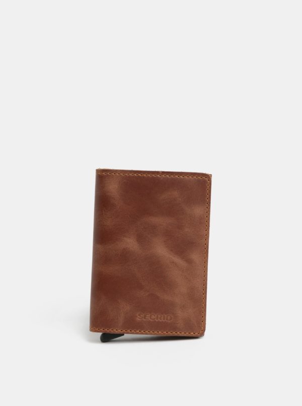 Hnedá kožená peňaženka s hliníkovým puzdrom s RFID Secrid Slimwalet