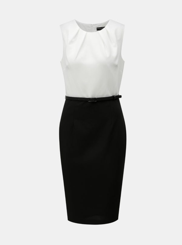 Bielo-čierne puzdrové šaty s odnímateľným opaskom Dorothy Pekrins