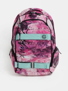 Ružový vzorovaný batoh s mentolovými detailmi Nugget 25 l