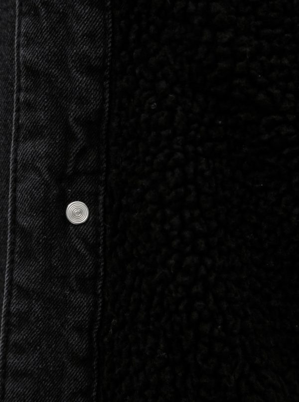 Čierna rifľová bunda s umelým kožúškom ONLY & SONS Louis