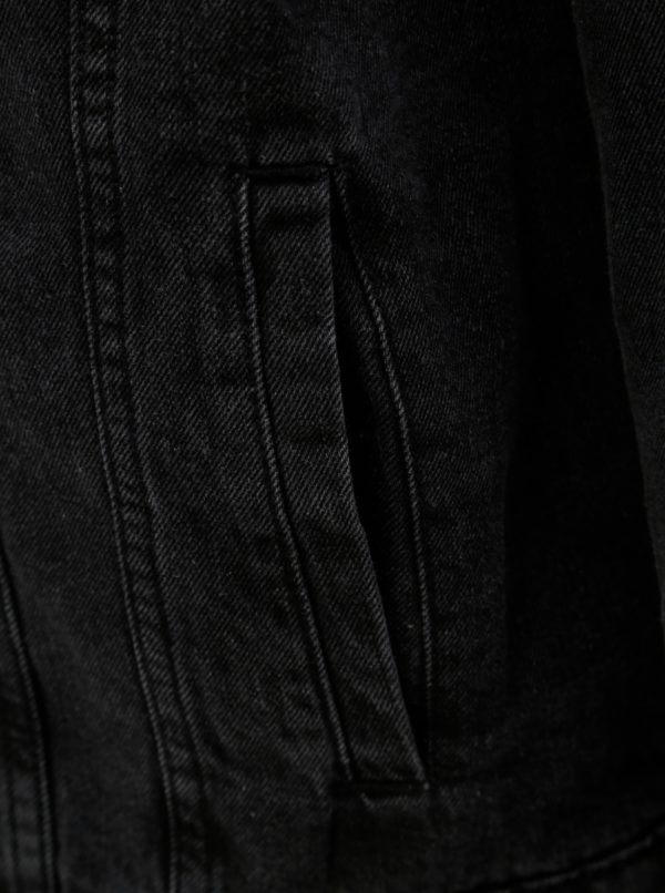Čierna rifľová bunda s umelým kožúškom ONLY & SONS Louis