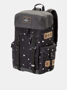Čierny vzorovaný batoh s koženkovými detailmi Meatfly 30 l