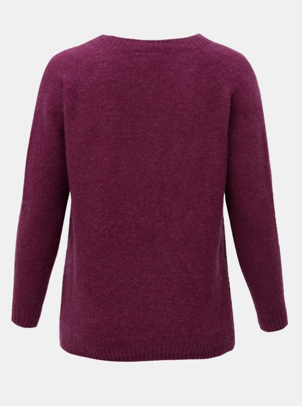 Fialový sveter s prímesou vlny Zizzi Camilla