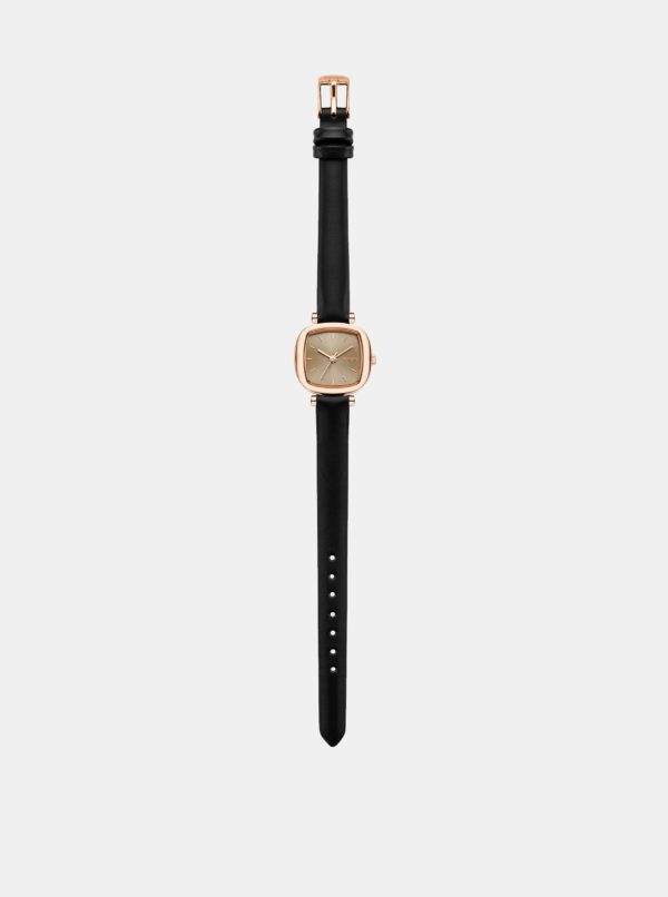 Dámske hodinky s čiernym koženým remienkom Komono Money Penny