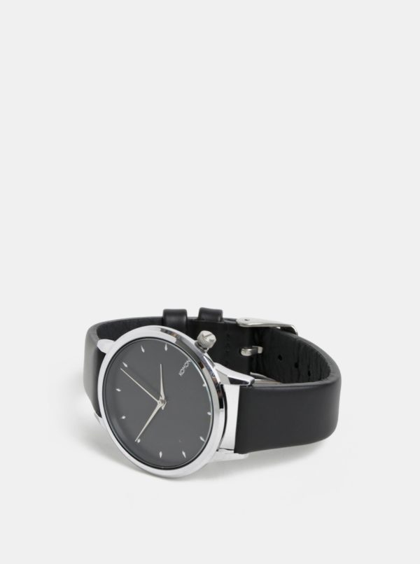Dámske hodinky s čiernym koženým remienkom Komono Lexi