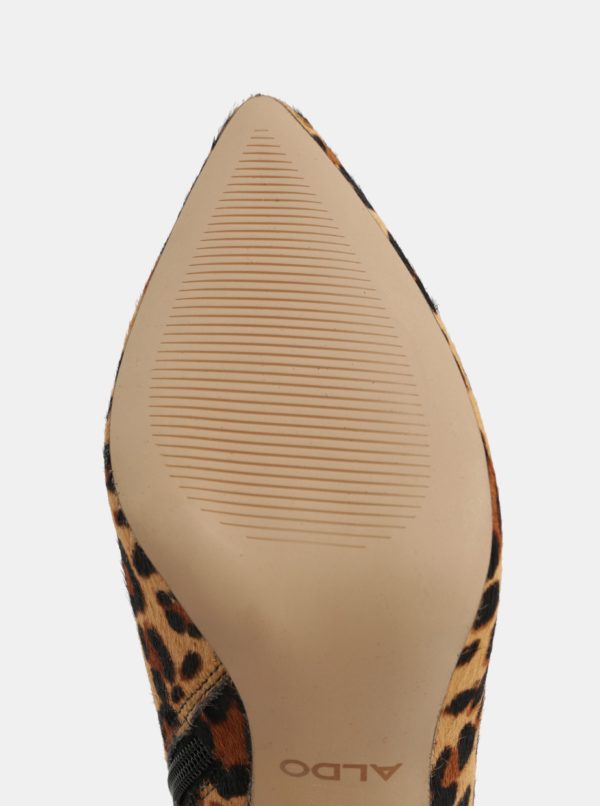Hnedé členkové kožené topánky s leopardím vzorom ALDO
