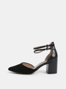 Čierne vzorované sandálky s detailmi v semišovej úprave Dorothy Perkins