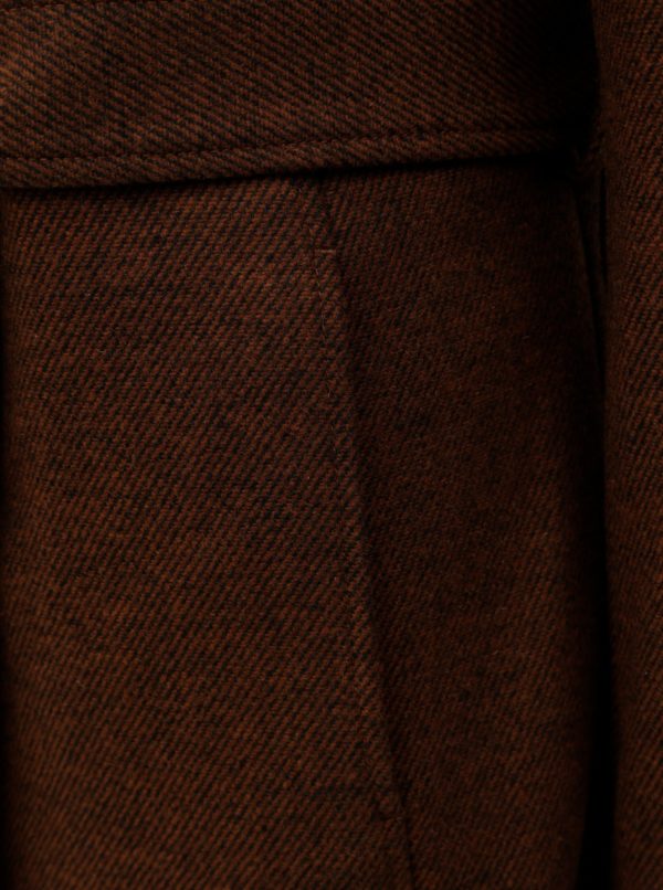 Hnedý vlnený kabát so zaväzovaním Selected Femme Dea
