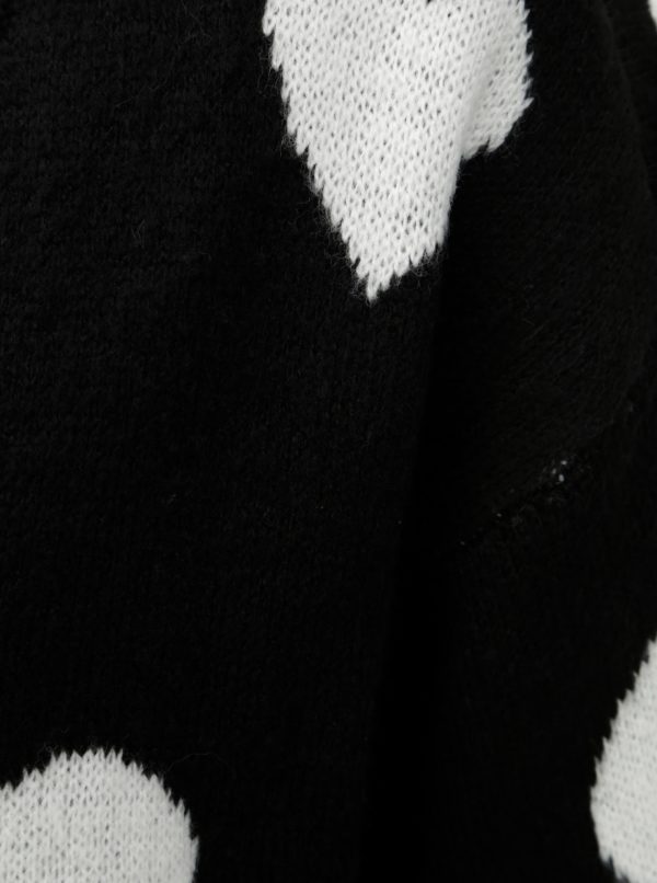 Bielo–čierny vzorovaný sveter s véčkovým výstrihom Jacqueline de Yong Melange