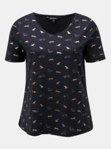 Tmavomodré vzorované regular tričko Ulla Popken