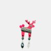 Neónovo ružová malá brošňa so zdobením prúžkov Preciosa Components Deers