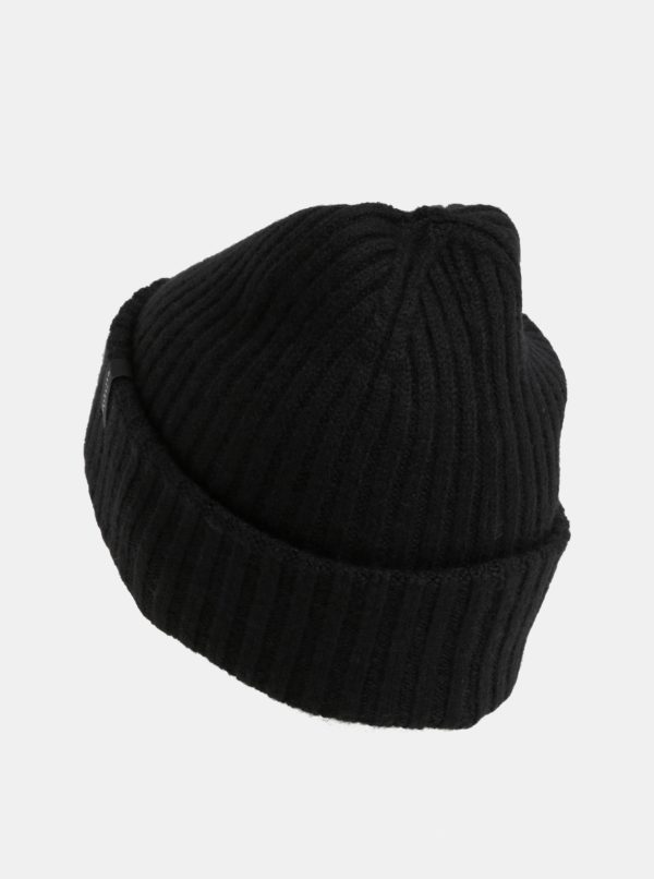 Čierna pletená vlnená zimná čiapka Selected Homme