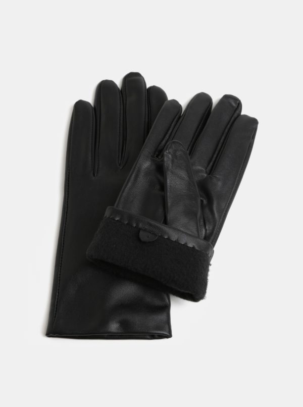 Čierne kožené rukavice VERO MODA Vera