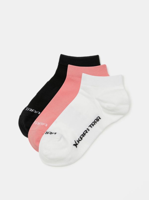 Balenie troch párov ponožiek v ružovej, bielej a čiernej farbe Kari Traa