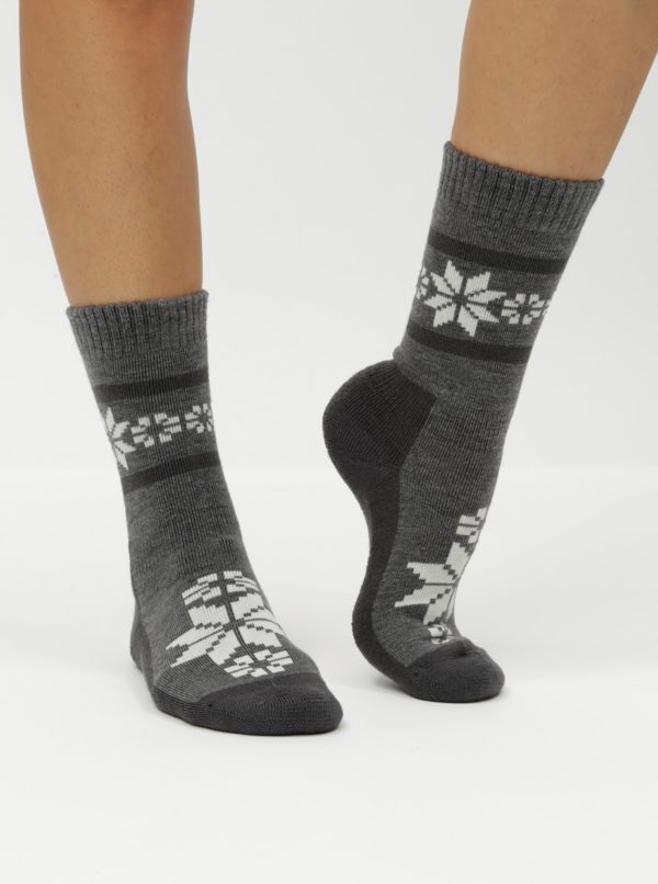Balenie dvoch párov zimných ponožiek v krémovej a sivej farbe s prímesou vlny Kari Traa