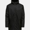 Čierna nepremokavá bunda s kapucňou ONLY & SONS