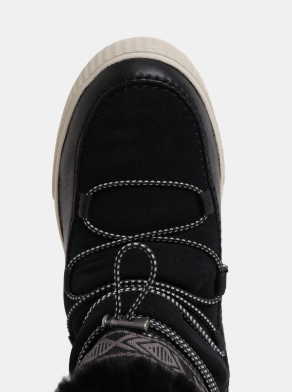 Čierne dámske kožené zimné členkové topánky TOMS Alpine