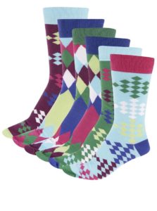 Súprava šiestich farebných panských ponožiek s golfovým vzorom Oddsocks Fore
