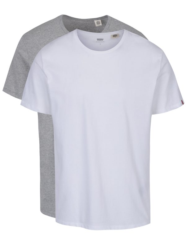 Súprava dvoch basic tričiek v bielej a sivej farbe Levi's®