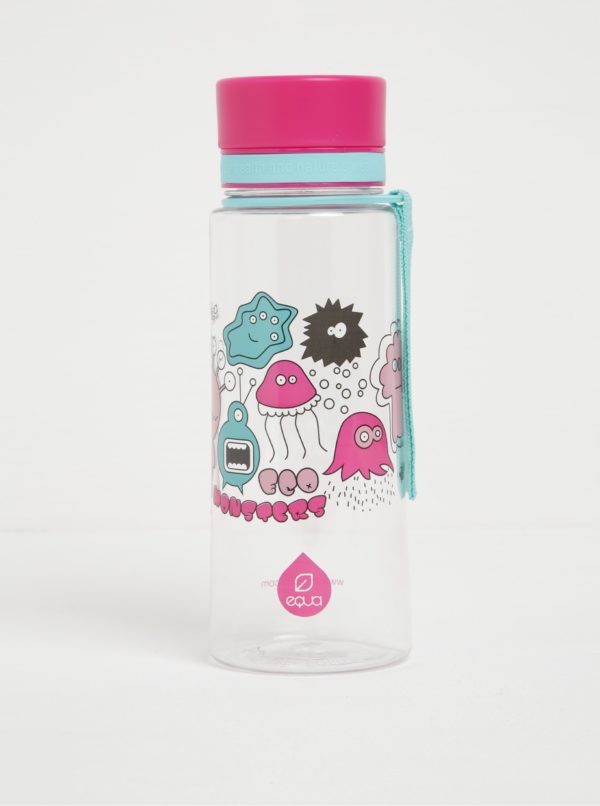 Modro-ružová plastová fľaša s motívom príšeriek EQUA (600 ml)