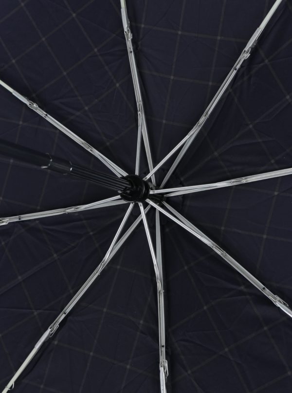 Tmavomodrý kockovaný vystreľovací dáždnik Esprit
