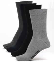 Súprava piatich párov párov ponožiek v čiernej a sivej farbe Jack & Jones Jens