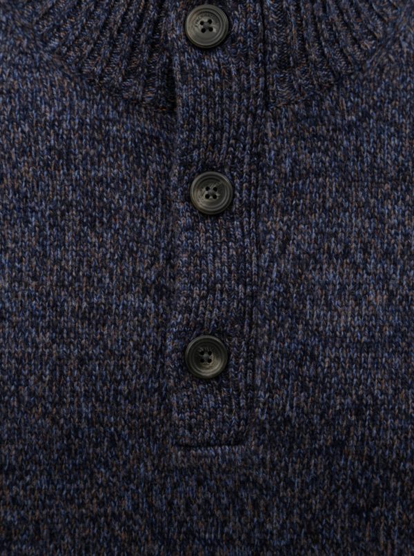 Modrý melírovaný sveter z Merino vlny Fynch-Hatton