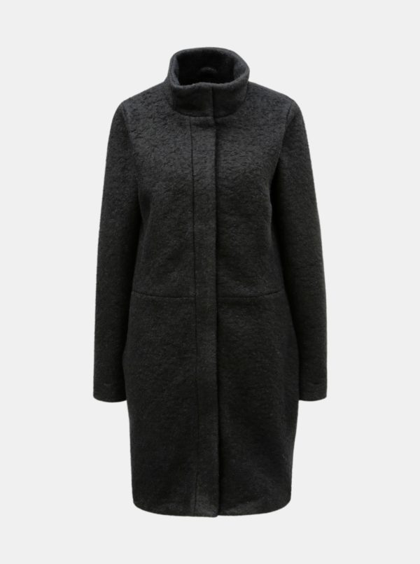 Čierny vlnený kabát VILA Lanis