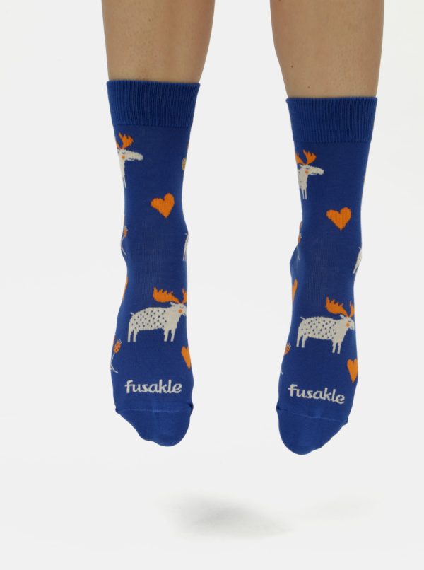 Krémovo–modré unisex ponožky Fusakle Sobolos