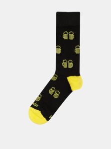 Žlto–čierne unisex ponožky Fusakle Na zdravi