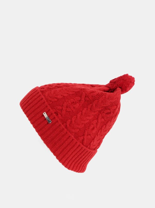 Červená dámska vlnená čiapka s brmbolcom GANT