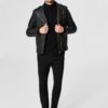 Čierna kožená bunda Selected Homme