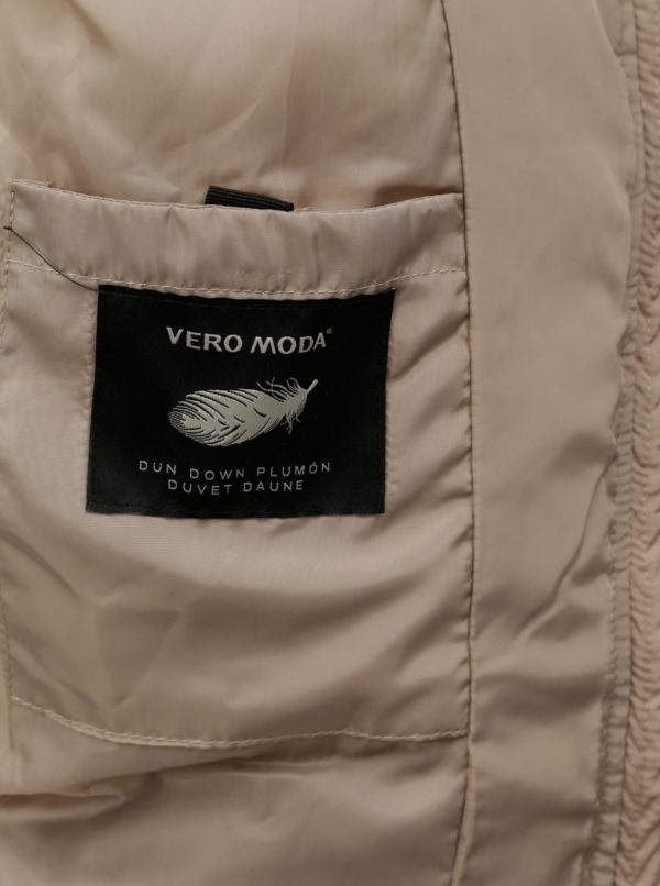 Béžová prešívaná zimná bunda s umelou kožušinkou VERO MODA Wonderland