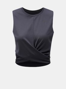 Sivé dámske funkčné crop tričko Nike