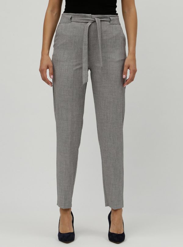 Sivé melírované nohavice s vysokým pásom M&Co