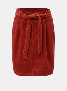 Červená menčestrová sukňa s mašľou ONLY Cord
