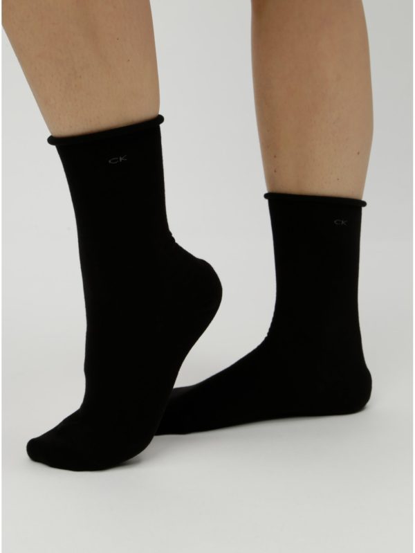 Balenie troch párov dámskych ponožiek v čiernej farbe Calvin Klein Jeans