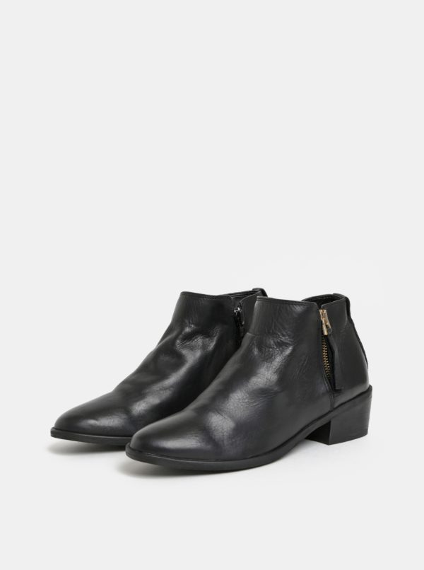 Čierne dámske kožené členkové topánky ALDO Veradia