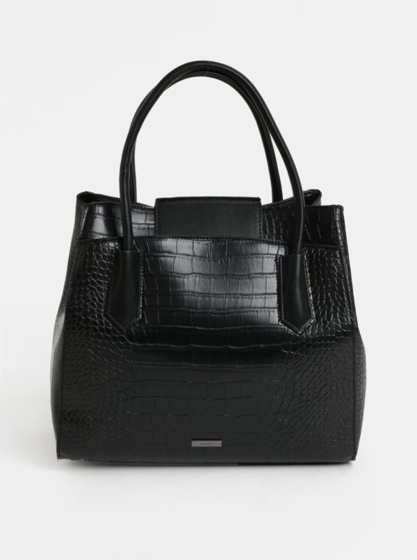 Čierna koženková kabelka s krokodílím vzorom ALDO