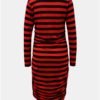 Čierno–červené pruhované šaty s riasením na bokoch Jacqueline de Yong Rosa