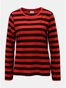 Čierno–červené pruhované basic tričko Jacqueline de Yong Rosa