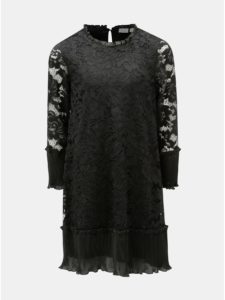 Čierne čipkované dievčenské šaty s dlhým rukávom Name it Sulla