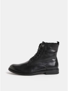 Čierne pánske kožené členkové zimné topánky Royal RepubliQ