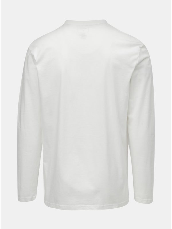 Biele pánske regular fit tričko s dlhým rukávom a potlačou Quiksilver Colon
