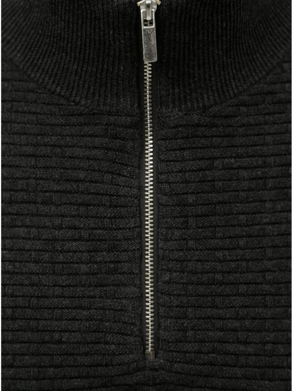 Tmavosivý sveter so zipsom Burton Menswear London